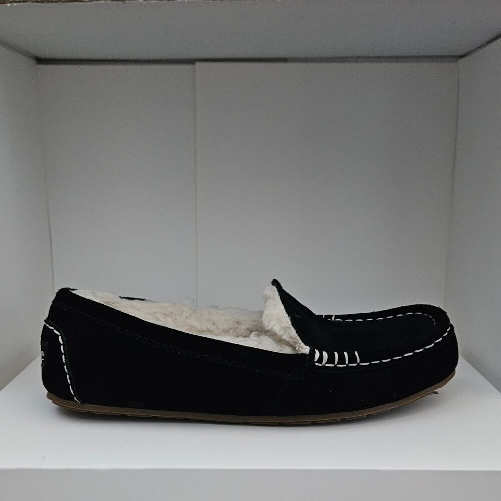 Koolaburra by UGG Moccasin Slippers Womens 7 Black Suede Lezy Faux Fur - Picture 5 of 7